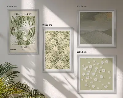 Abstracte bloemen in boho-stijl meerluik in lijst