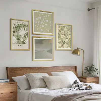 Abstracte bloemen in boho-stijl meerluik in lijst