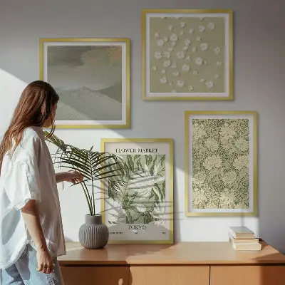 Abstracte bloemen in boho-stijl meerluik in lijst