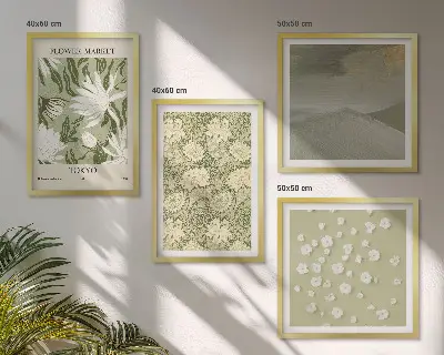 Abstracte bloemen in boho-stijl meerluik in lijst