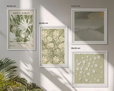 Abstracte bloemen in boho-stijl meerluik in lijst