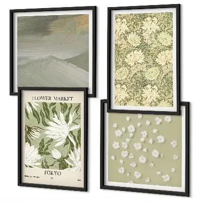 Abstracte bloemen in boho-stijl meerluik in lijst