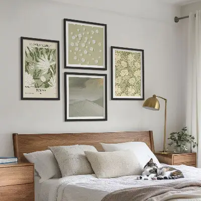 Abstracte bloemen in boho-stijl meerluik in lijst