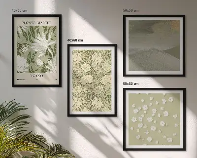 Abstracte bloemen in boho-stijl meerluik in lijst