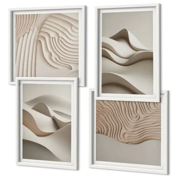 Abstracte beige golven meerluik in lijst