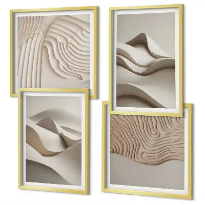 Abstracte beige golven meerluik in lijst