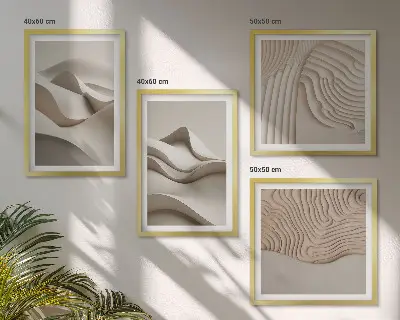 Abstracte beige golven meerluik in lijst