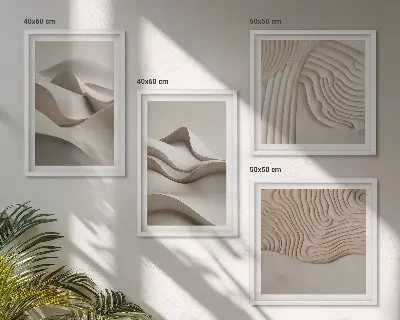 Abstracte beige golven meerluik in lijst