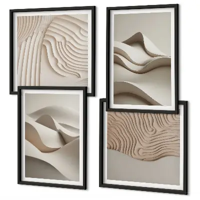 Abstracte beige golven meerluik in lijst