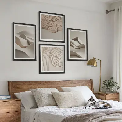 Abstracte beige golven meerluik in lijst
