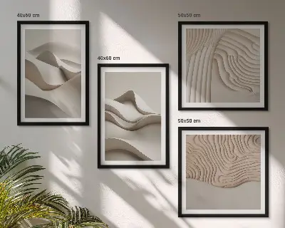 Abstracte beige golven meerluik in lijst