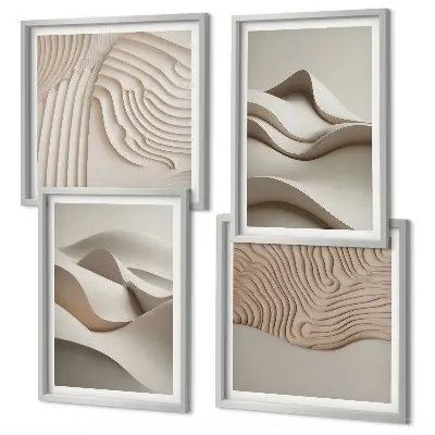 Abstracte beige golven meerluik in lijst