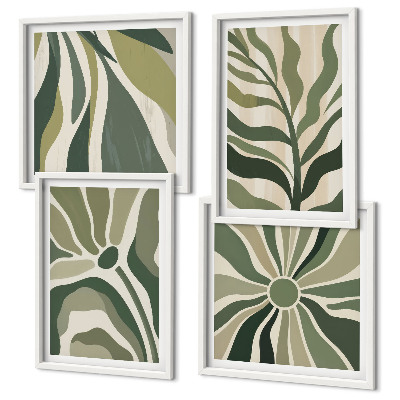Set van posters met lijst Geschilderde bladeren met groen