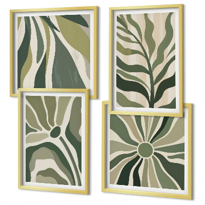 Set van posters met lijst Geschilderde bladeren met groen