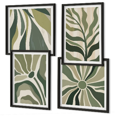 Set van posters met lijst Geschilderde bladeren met groen