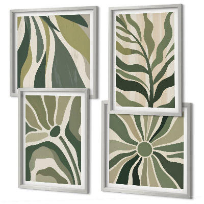 Set van posters met lijst Geschilderde bladeren met groen