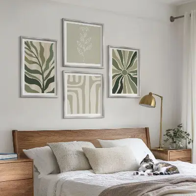 Plantenpatronen groen minimalisme meerluik in lijst
