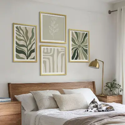 Plantenpatronen groen minimalisme meerluik in lijst