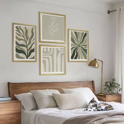 Meerluik in lijst Plantenpatronen groen minimalisme