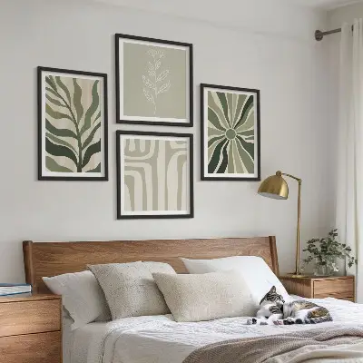 Plantenpatronen groen minimalisme meerluik in lijst