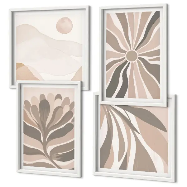 Abstracte plantpatronen set van posters met lijst