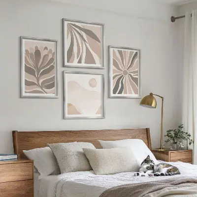 Abstracte plantpatronen set van posters met lijst