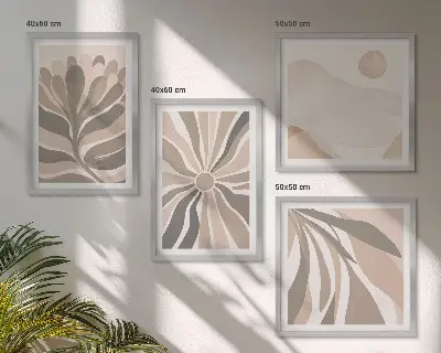 Abstracte plantpatronen set van posters met lijst