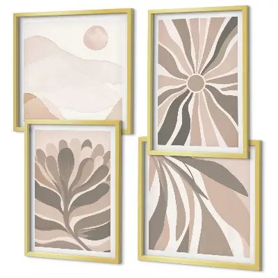 Abstracte plantpatronen set van posters met lijst