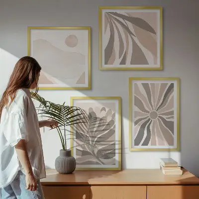 Abstracte plantpatronen set van posters met lijst