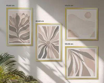 Abstracte plantpatronen set van posters met lijst