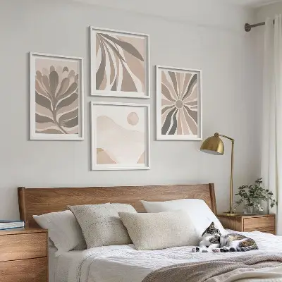 Abstracte plantpatronen set van posters met lijst