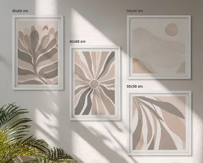 Abstracte plantpatronen set van posters met lijst