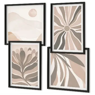 Abstracte plantpatronen set van posters met lijst