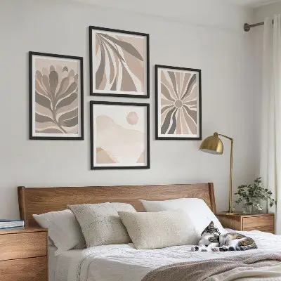Abstracte plantpatronen set van posters met lijst