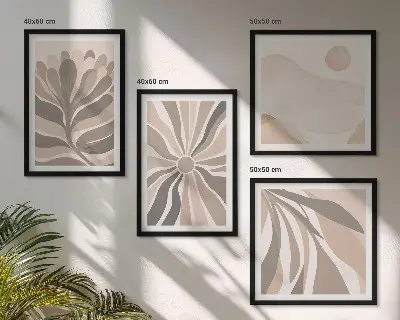 Abstracte plantpatronen set van posters met lijst