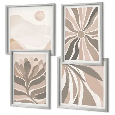 Abstracte plantpatronen set van posters met lijst
