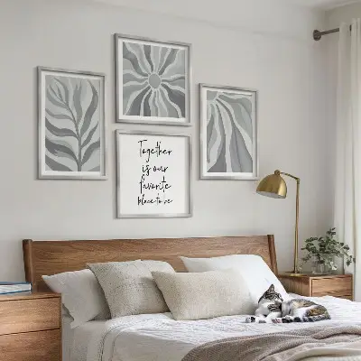 Illustraties van pastelkleurige bloemenpatronen meerluik in lijst