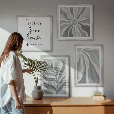 Illustraties van pastelkleurige bloemenpatronen meerluik in lijst