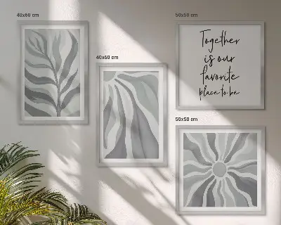 Illustraties van pastelkleurige bloemenpatronen meerluik in lijst