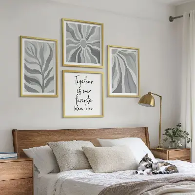 Illustraties van pastelkleurige bloemenpatronen meerluik in lijst