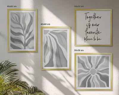 Illustraties van pastelkleurige bloemenpatronen meerluik in lijst