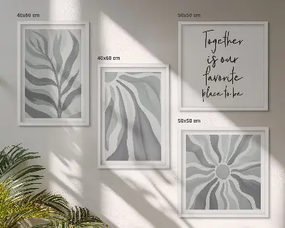 Illustraties van pastelkleurige bloemenpatronen meerluik in lijst