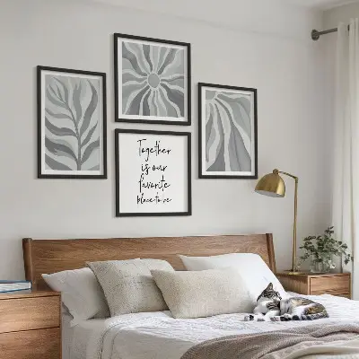 Illustraties van pastelkleurige bloemenpatronen meerluik in lijst