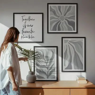 Illustraties van pastelkleurige bloemenpatronen meerluik in lijst