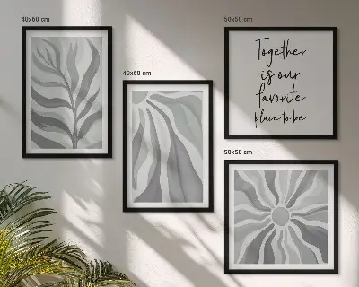 Illustraties van pastelkleurige bloemenpatronen meerluik in lijst
