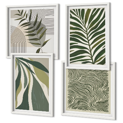 Set van posters met lijst Bladeren en golven, pastelkleurige illustraties