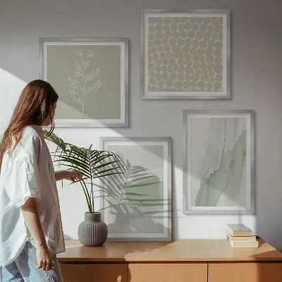 Abstracte aquarelplanten meerluik in lijst
