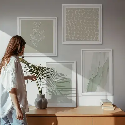 Abstracte aquarelplanten meerluik in lijst