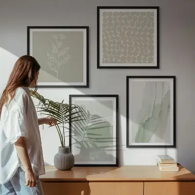 Abstracte aquarelplanten meerluik in lijst