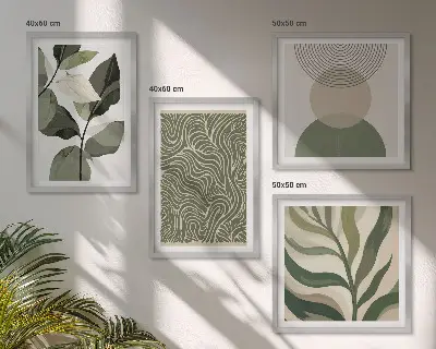Abstracte geometrische vormen van bladeren meerluik in lijst